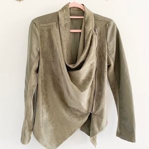 Sage Leather & Suede Moto Jacket